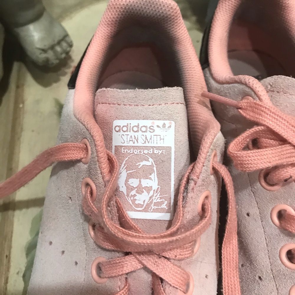 Adidas Stan Smith Blush Pink Suede Sneakers Youth US Sz 5.5 UK Sz 5 - Picture 11 of 16
